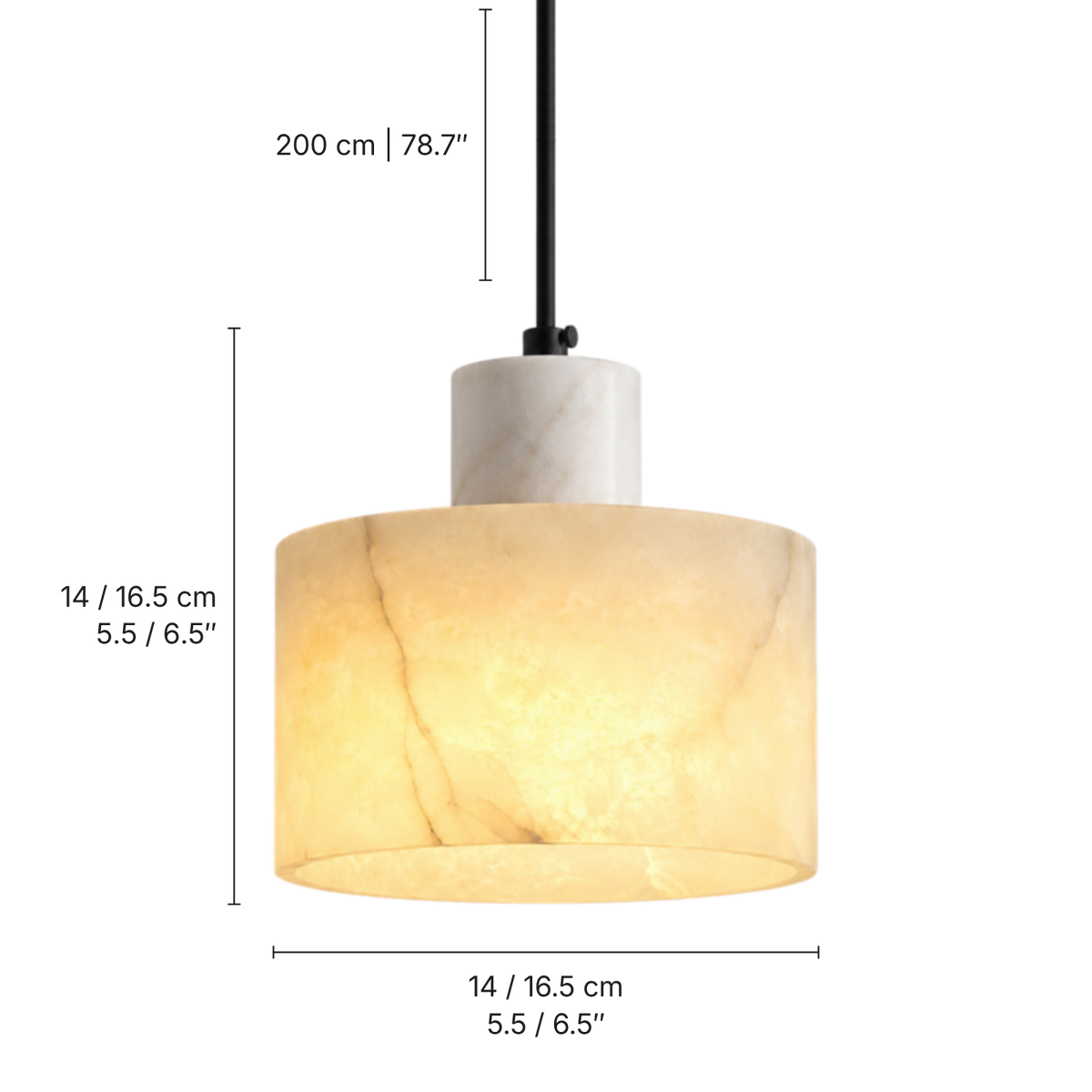 Tessa Alabaster Drum Pendant Light, dimensions