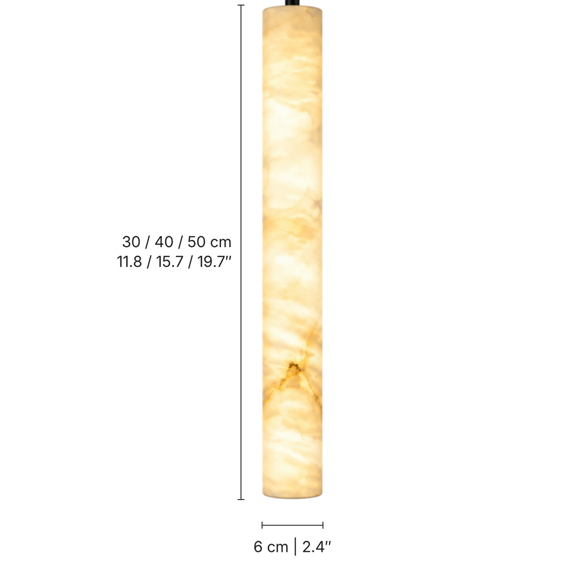 Sola Alabaster Tube Pendant Light, dimensions