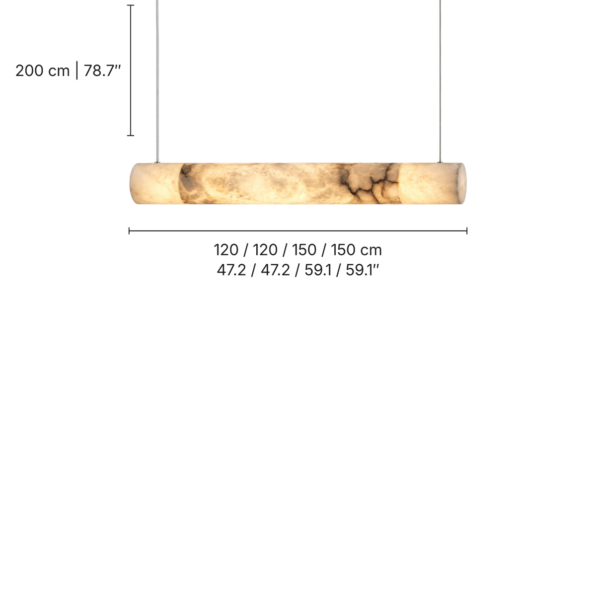 Asta Alabaster Bar Pendant Light, dimensions