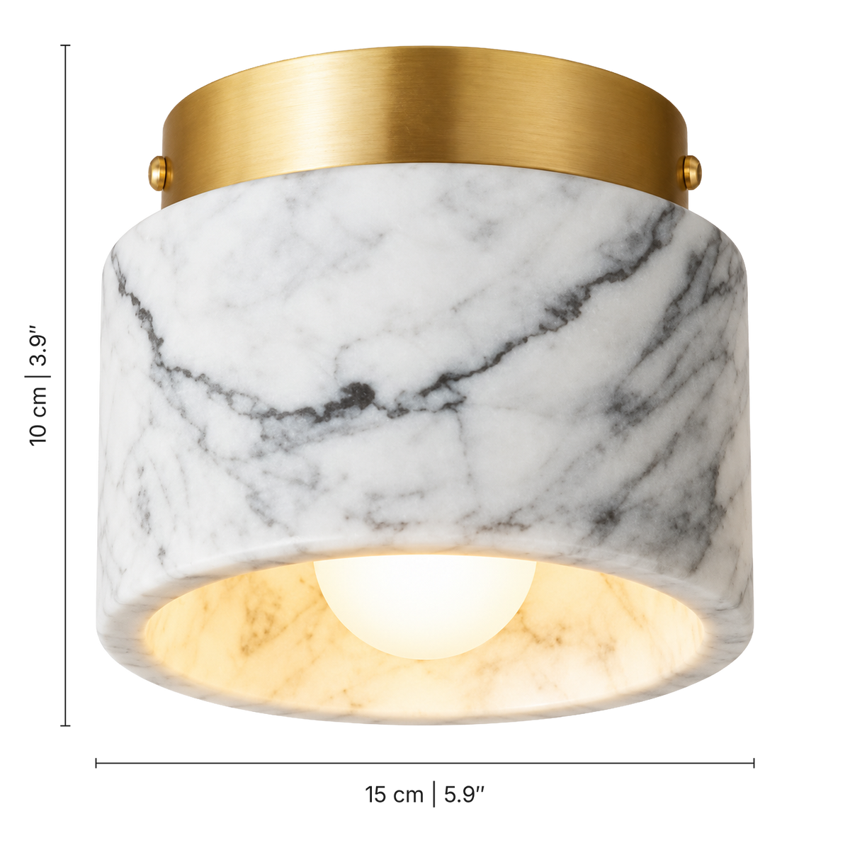 Isola Marble Drum Ceiling Light, dimensions