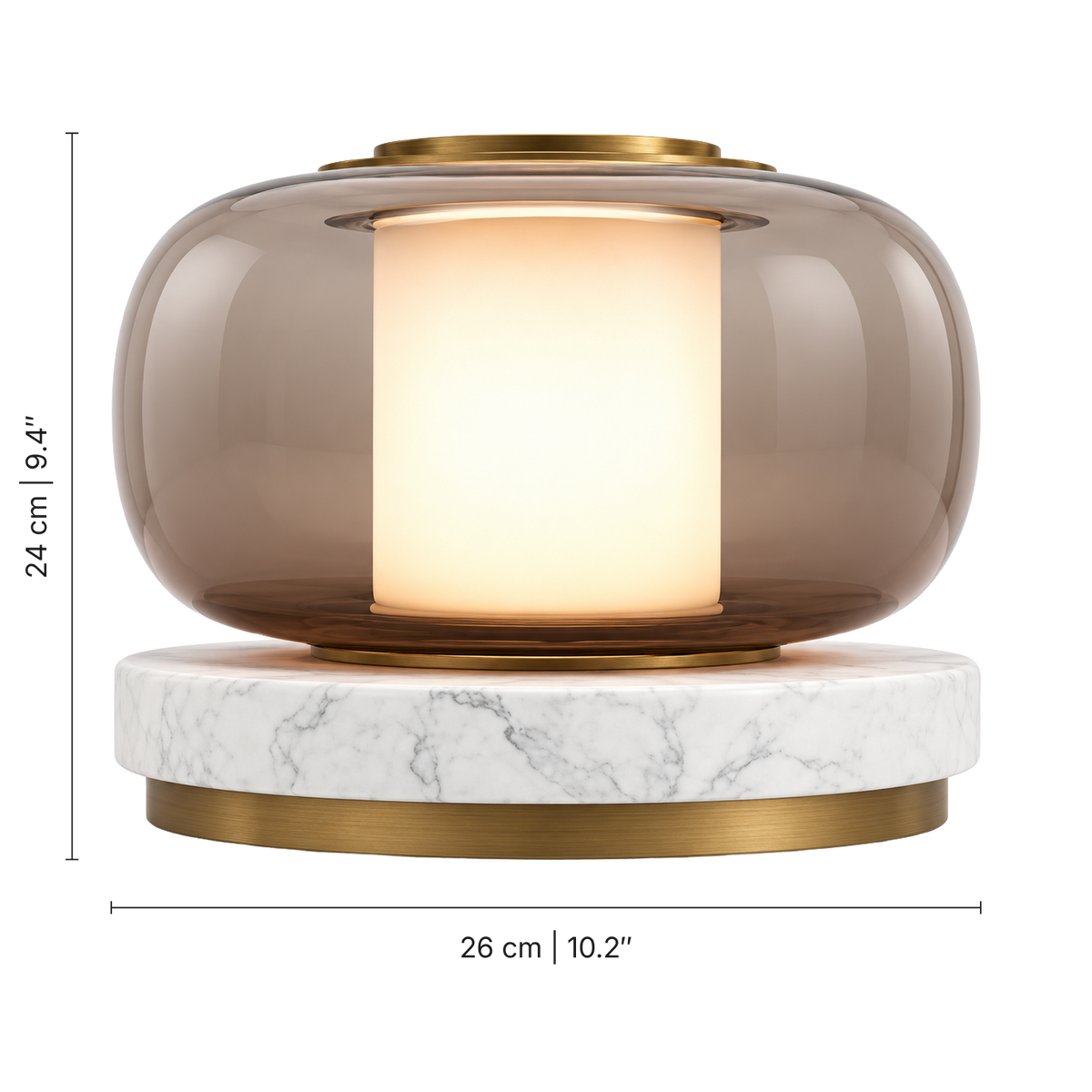 Kora Marble Lantern Table Lamp, White, dimensions