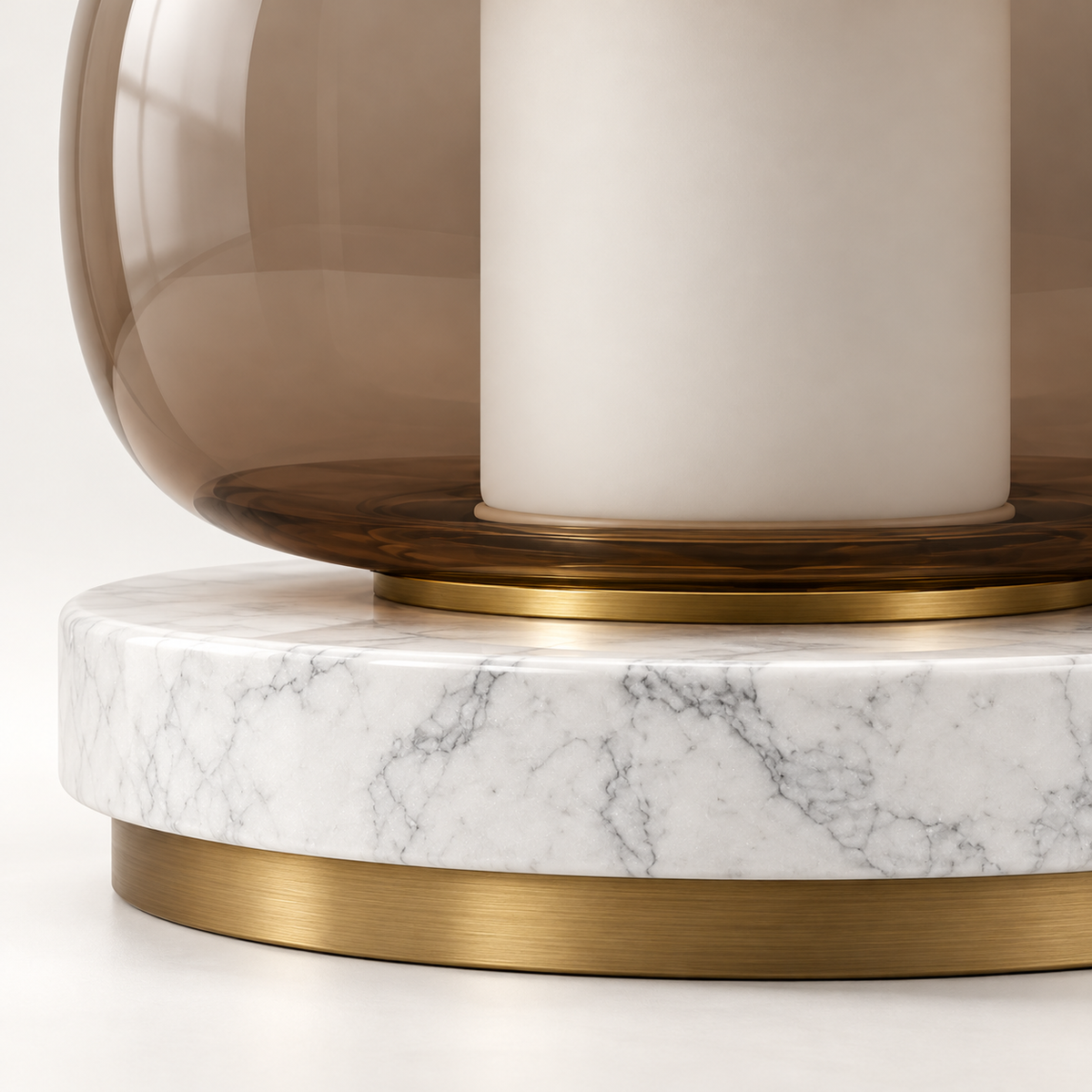 Kora Marble Lantern Table Lamp, white marble, studio photo