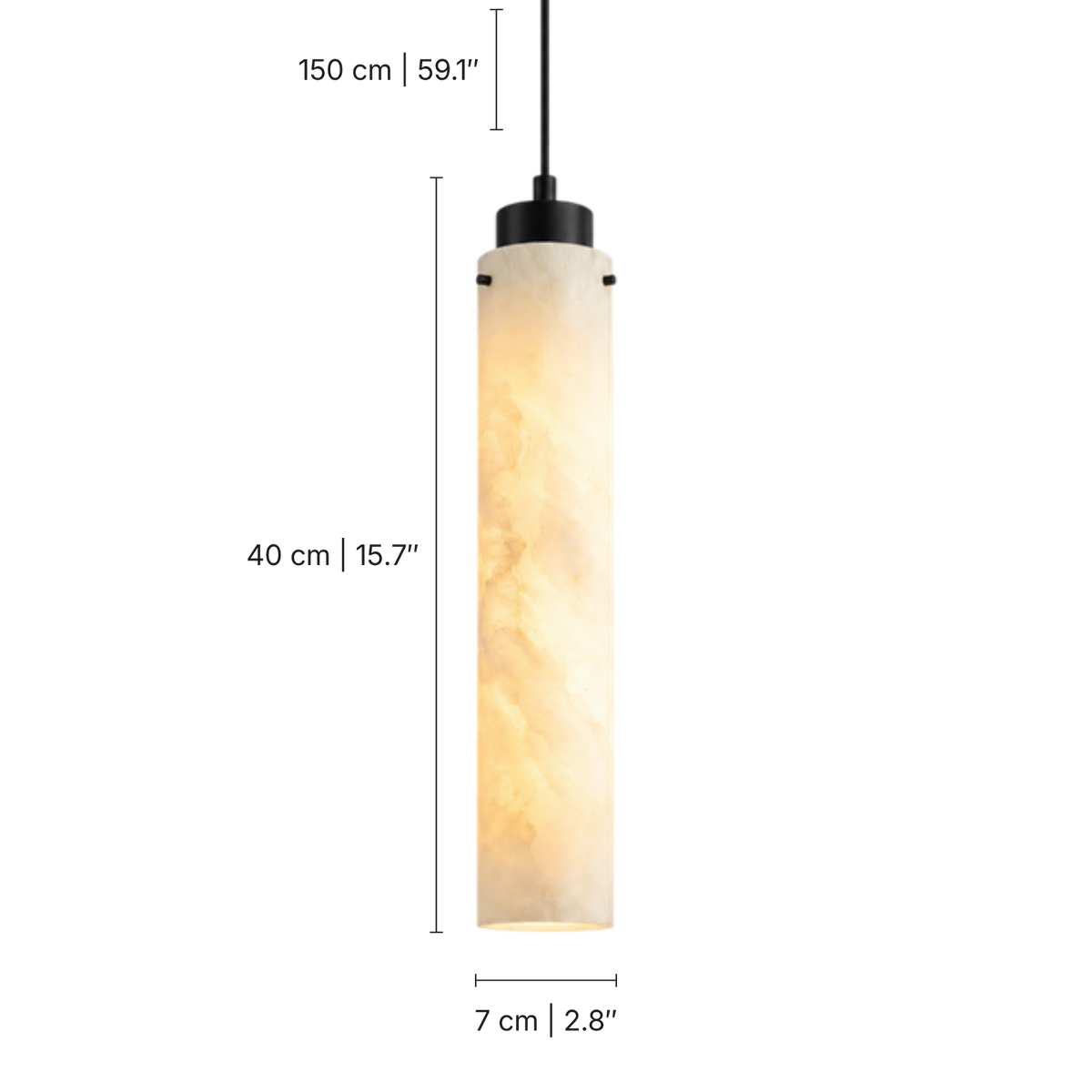 Brina Alabaster Column Pendant Light, dimensions