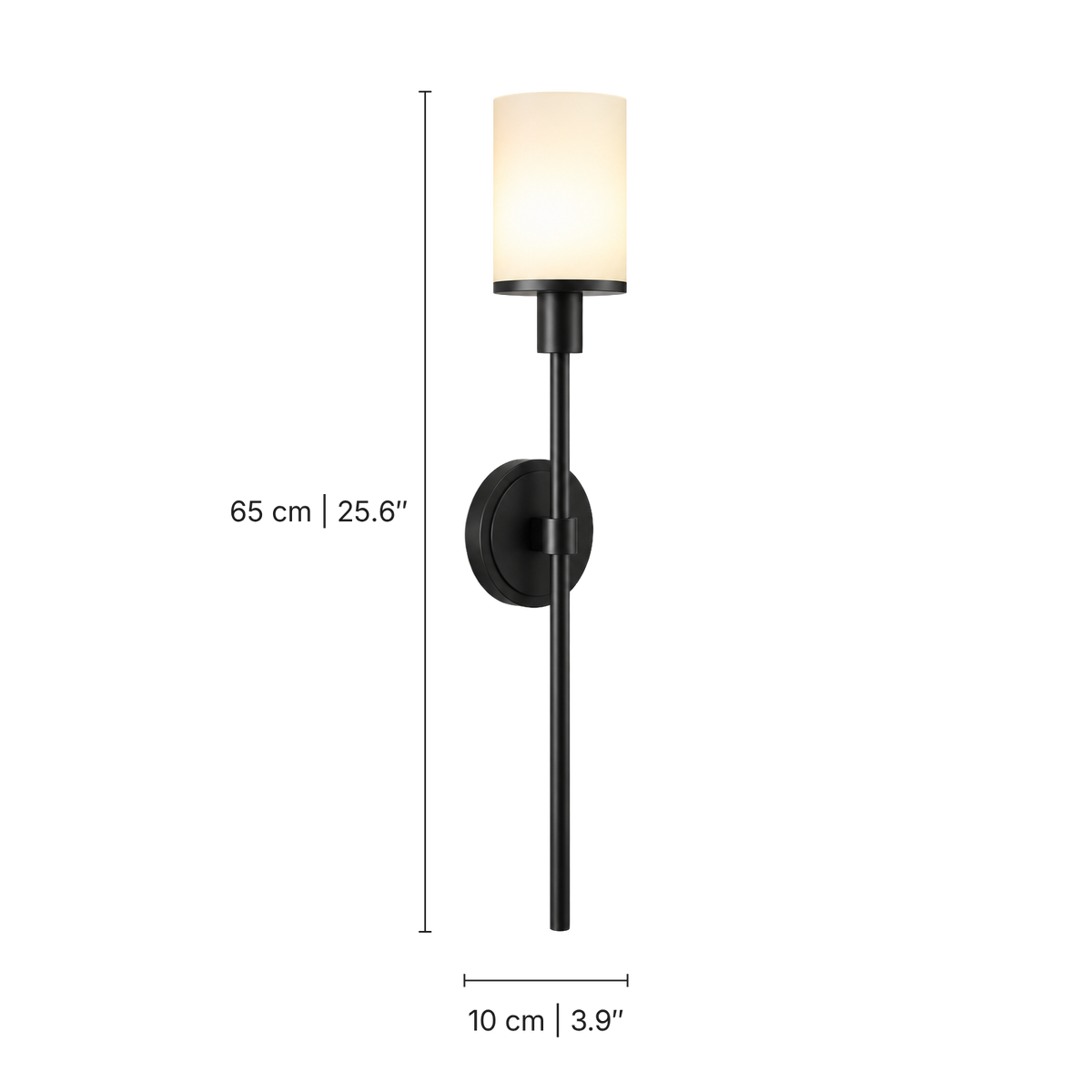 Novella Alabaster Torch Wall Light, Black, dimensions