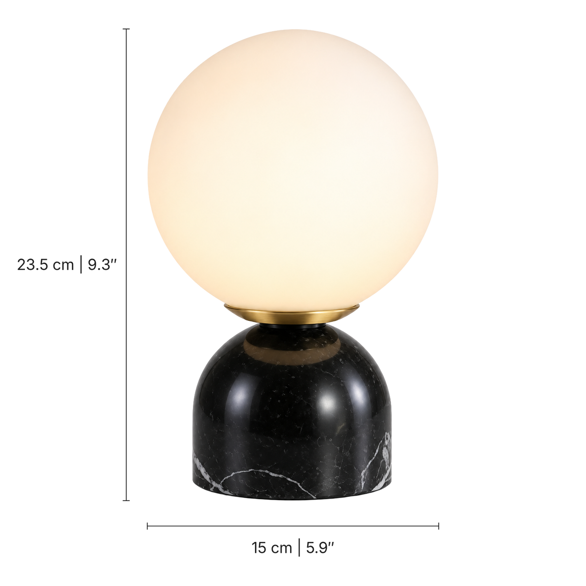 Paloma Marble Table Lamp, Black, dimensions