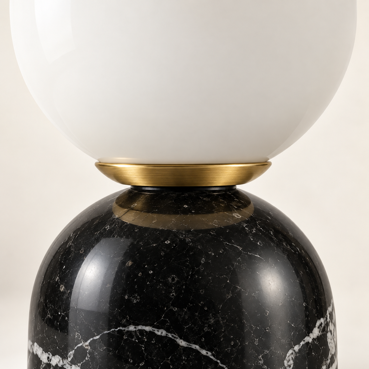 Paloma Marble Table Lamp, black marble, studio photo