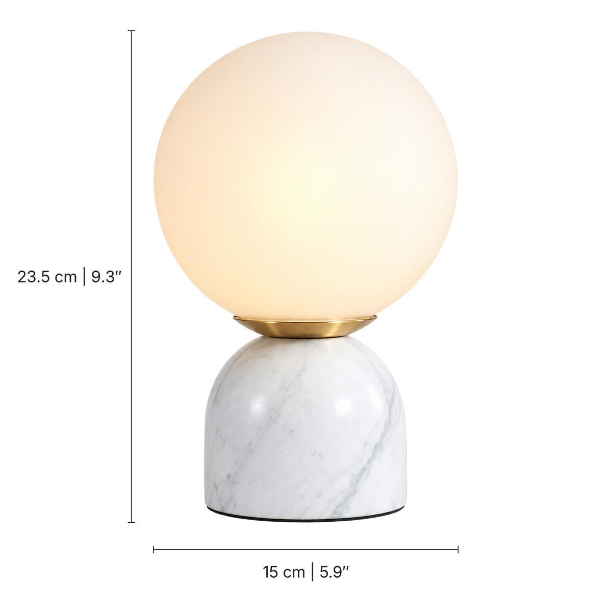 Paloma Marble Table Lamp, White, dimensions
