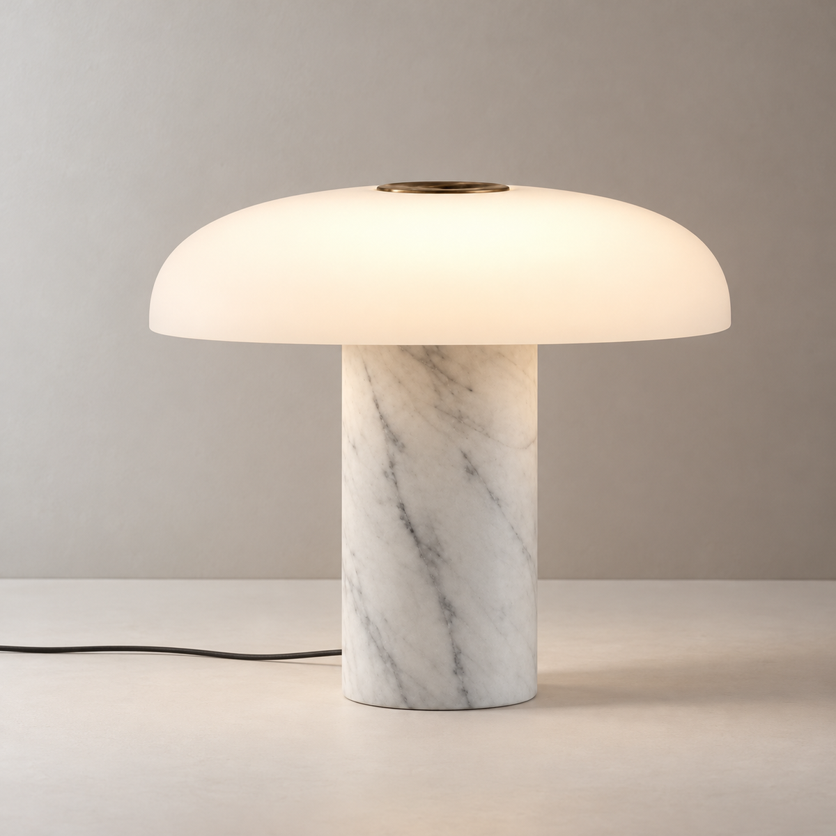 Pelar Marble Glass Table Lamp, white marble, studio photo